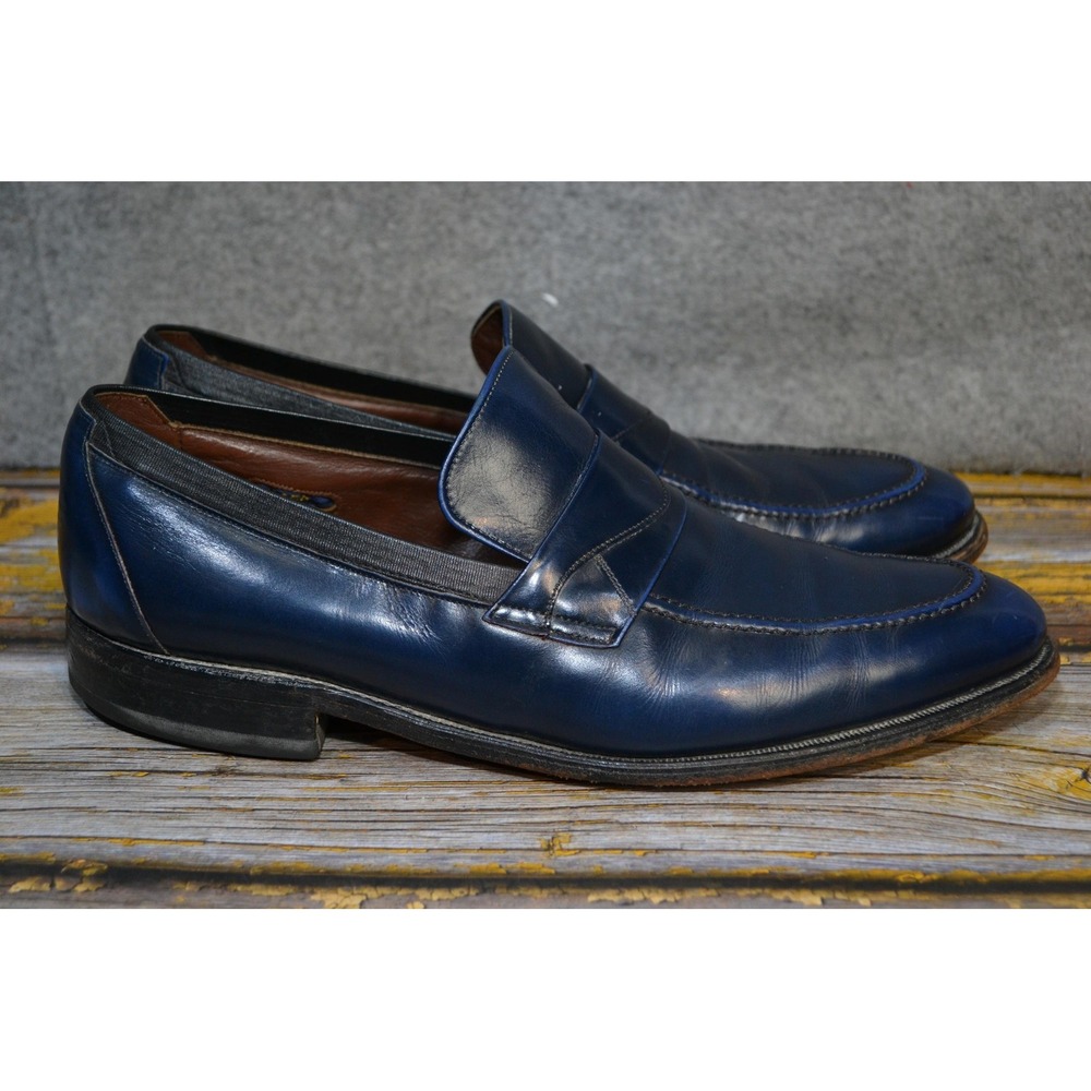 Allen Edmonds Sutton Shoes Mens 11.5 B Blue Leather Dress Loafers Slip On USA